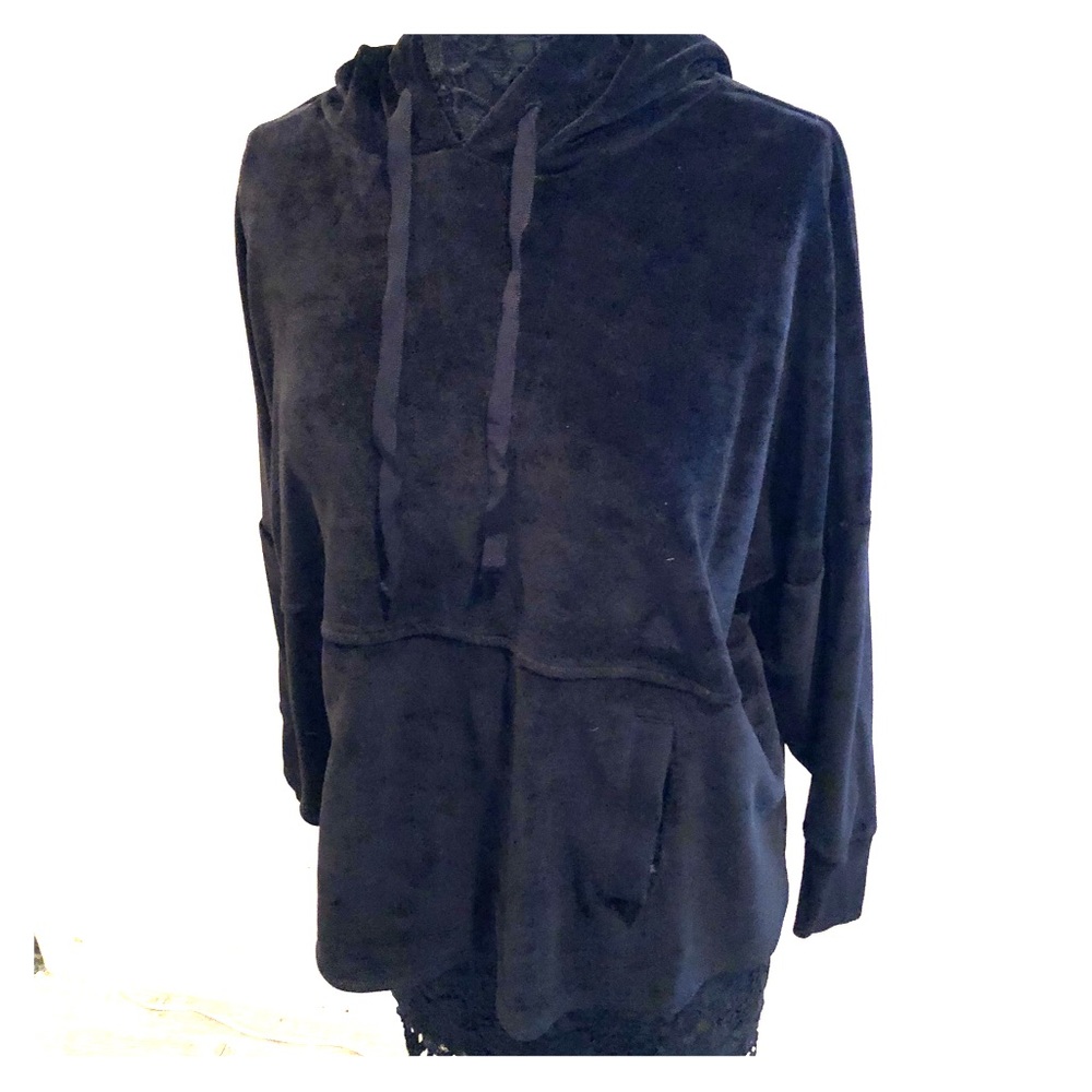 DKNY crushed velvet hooded pullover